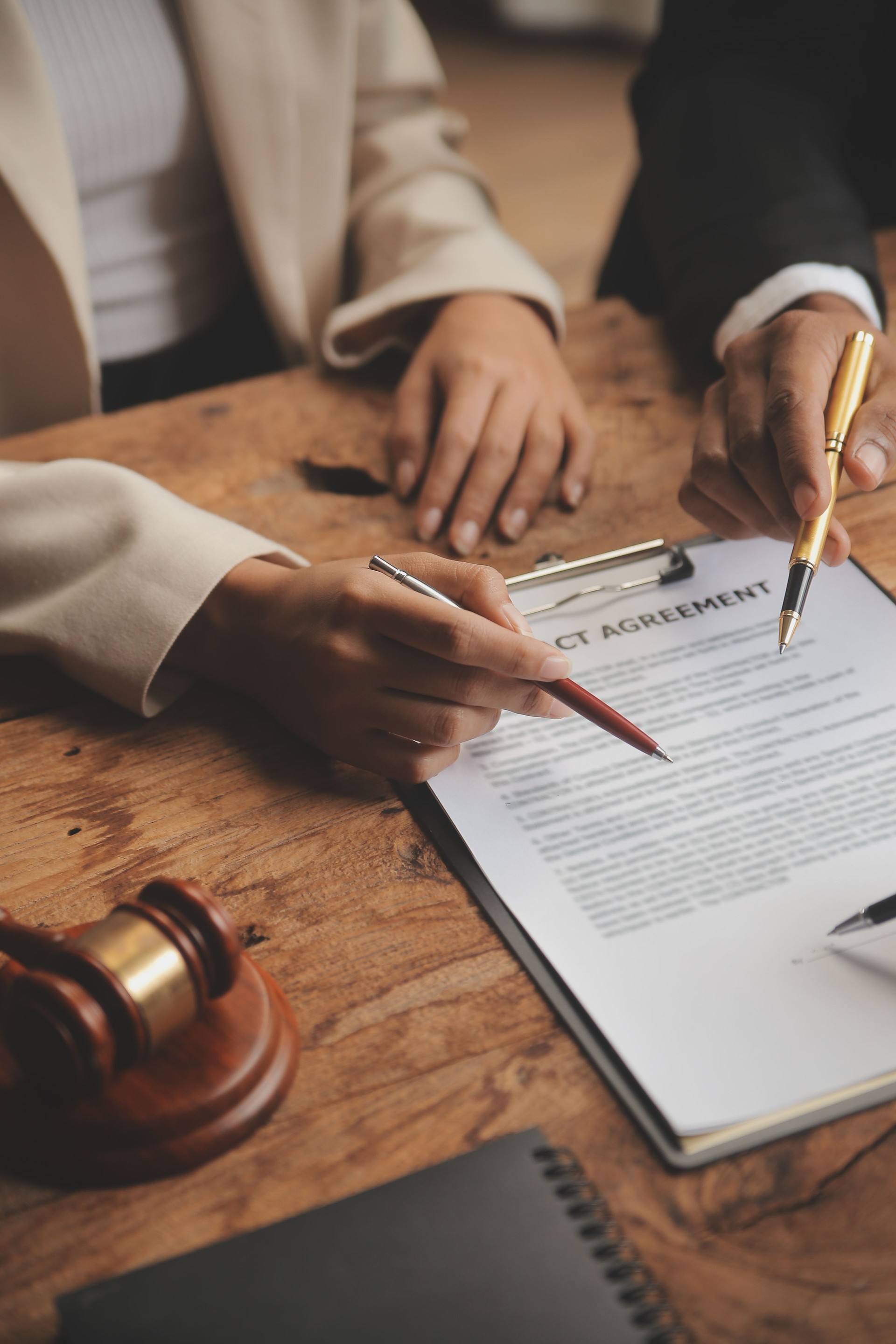 Good service cooperation, Consultation of Businesswoman and Male lawyer or judge counselor having team meeting with client, Law and Legal services concept. Good service cooperation, Consultation of Businesswoman and Male lawyer or judge counselor having team meeting with client, Law and Legal services concept.